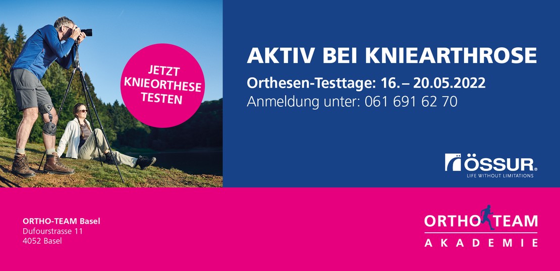 Arthrose Orthesen Testtage in Basel