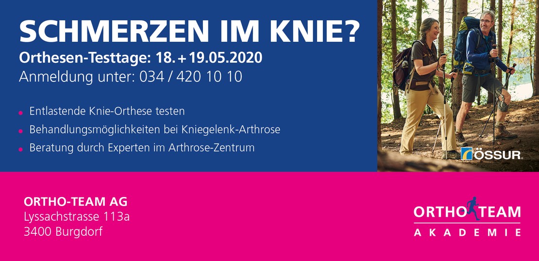Arthrose Orthesen Testtage in Burgdorf